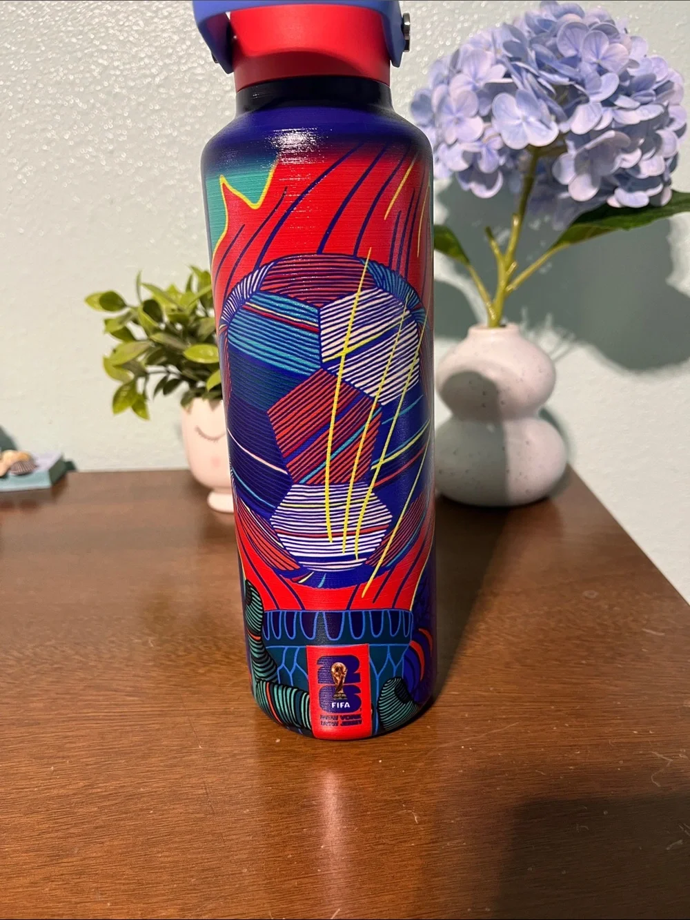 Colorful Red & Blue Insulated Sports Water Bottle